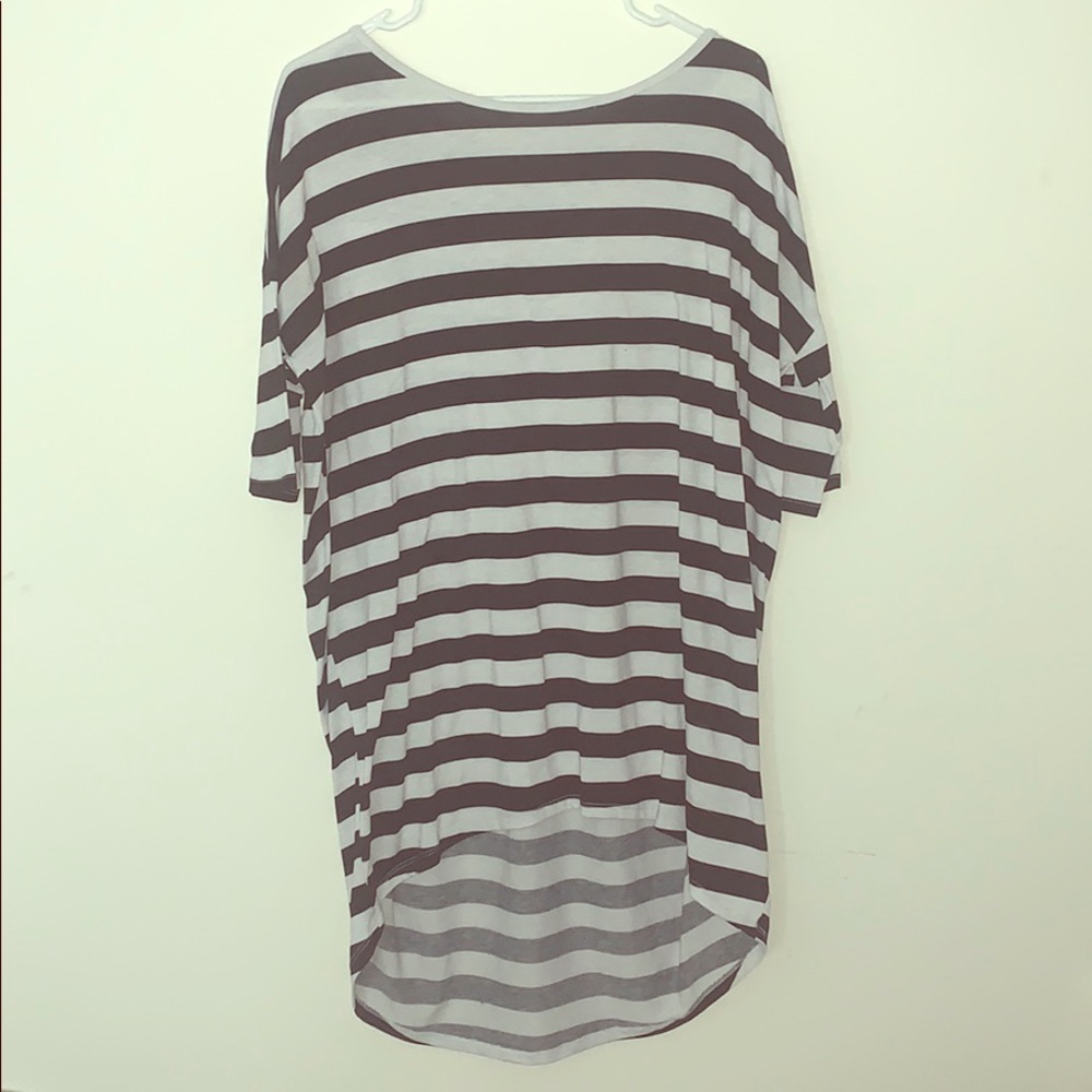Lularoe Black & White Striped Irma Blouse Size M
